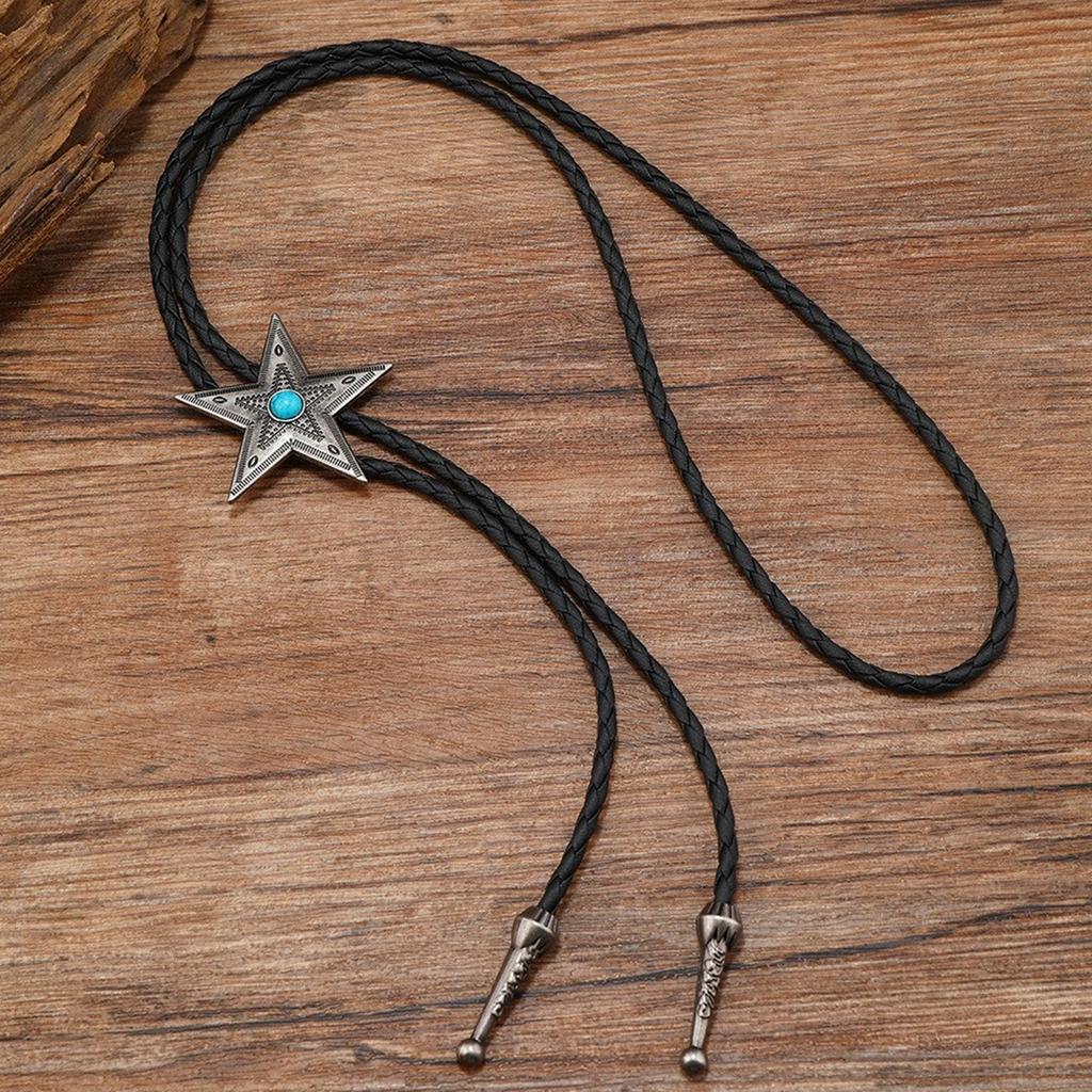 Vintage Western Cowboy Bolo Tie Horn Necktie Punk Necklace Costume Accessory Bolo Tie Western