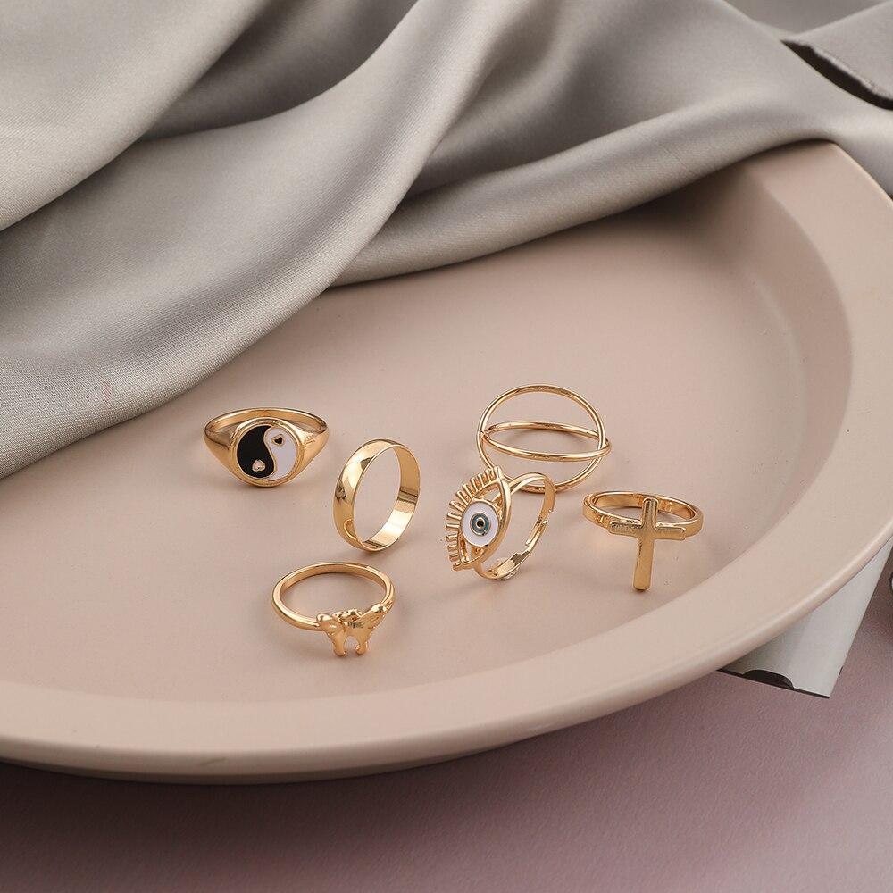 iF ME Белые кольца для женщин, модные винтажные цветные кольца в стиле панк Инь Ян в форме сердца, маленькие кольца с цветком ромашки, вечерние кольца для пары