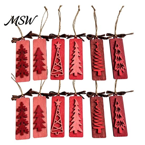 Festive Party Favor Supplies Rustic Wooden Christmas Tree Ornaments, Winter Farmhouse Hanging Decoration, Holiday Decorations Xmas Pendant for