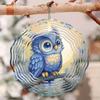 Сова Колокольчик ветра 3D Металлический подвесной декор для сада, патио, свадьбы Золотой зеркальный светоотражающий Отпугиватель птиц Наружные колокольчики ветра Батарея не требуется