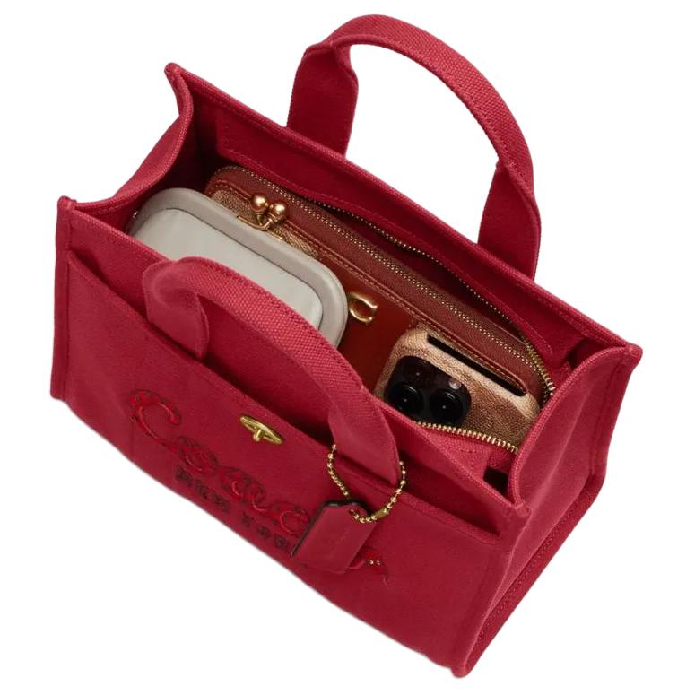 Coach Cargo Год Змеи Ограниченная Серия 26 Застежка-молния Съемный плечевой ремень Тканевая сумка-тоут Сумка для покупок Женская сумка-тоут Рубиновый CZ430-B4RB