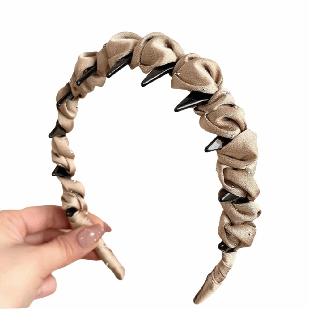 Satins Material Rhinestones Toothed Headband Adjustable Non-slip Hair Band Daily