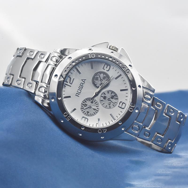 Мужские деловые часы Модные стальные ремешки Мужские и женские Роскошные Золотые Повседневные Парные часы Циферблат с тремя стрелками Наручные часы