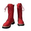 Ботильоны на платформе со шнуровкой, до середины икры, с стеганым дизайном и прочной подошвой