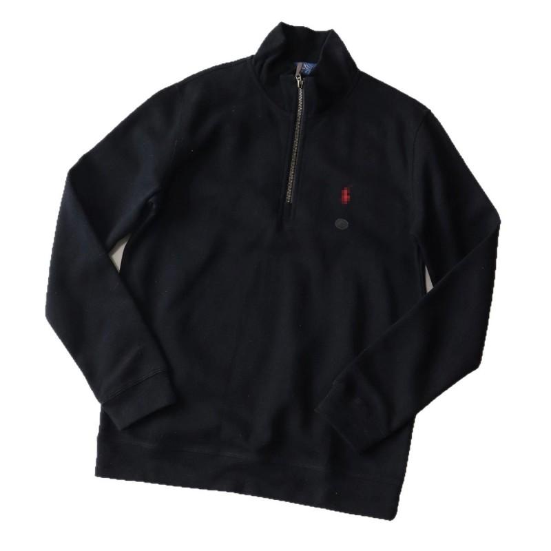 Half-Zip Sweatshirt Couples Stand Collar Long Sleeve Solid Color Loose Fit Casual Top