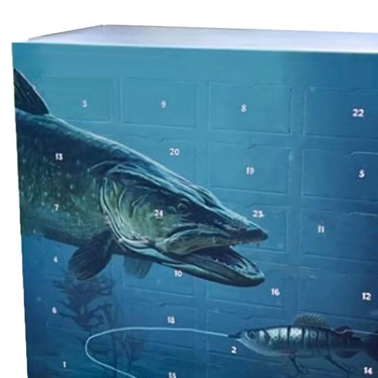 Рыболовные приманки Адвент Календарь 2024 Рыболовные Рождественские Календарь Обратного Отсчета 24 Дня Рыболовные приманки Рождественские Подарки для Рыболовов Мужчин Мальчиков