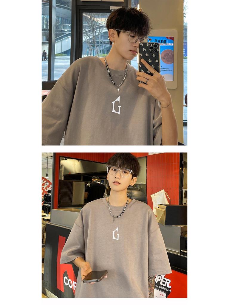 Мужская летняя 2023 футболка оверсайз с коротким рукавом в стиле стритвир