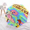 Cow and Chicken Automatic Opening/Closing Umbrella with Tie Dye Pattern Portable 3 Fold Design,8 Bone Iron Frame Outdoor Umbrella for Fes