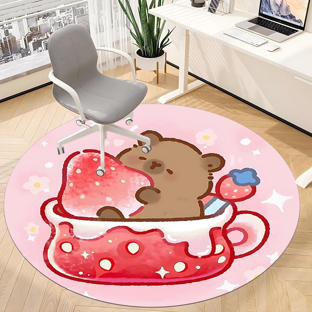 1pc Strawberry Teacup Capybara Chair Carpet for Office, Soft Flannel Throw Mat, Perfect for Office,Holiday Party Decoration Choice yy251113167