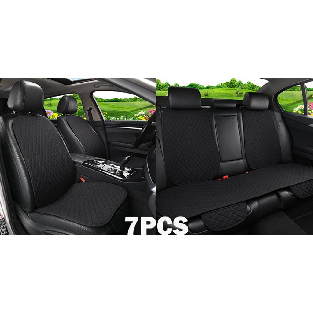 Летний защитный чехол на автомобильное сиденье, льняная передняя, ​​задняя и задняя спинка, черная льняная подушка для сиденья для авто, салона, грузовика, внедорожника