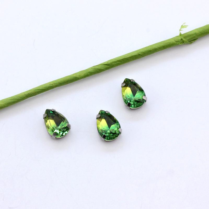 Серебряный коготь Капля Турмалин Бриллиант Градиентный драгоценный камень для DIY ювелирных изделий, обуви, сумок - 10x14 мм Кристальный камень.