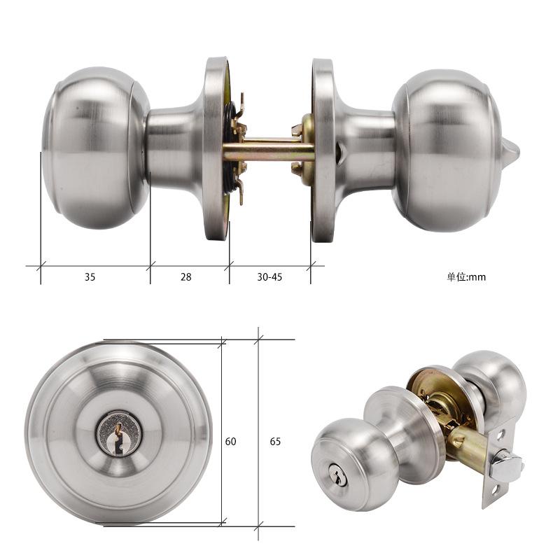 Entrance Door Lock Set with Key, Solid Stainless Steel Silver