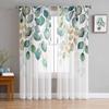Thanksgiving Autumn Eucalyptus Leaf Plants Sheer Curtains for Kids Bedroom Living Room Voile Window Curtains Tulle Drapes