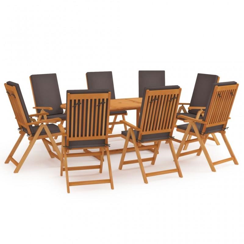 Day and Night - Day and Night Garden Dining Set 9 Pieces Solid Teak and Gray Cushions
