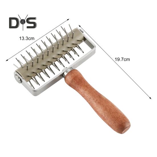 Non Stick Pizza Needle Roller Labor Saving Wood Tasty Bread Pastry Hole Puncher