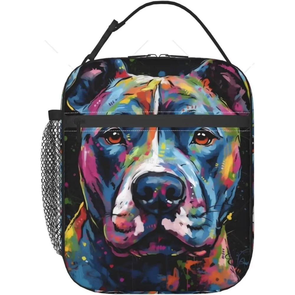 Собака Волк Картина Животные Флуоресцентная Собака Изолированная Сумка Для Обеда Для Женщин Мужчин Многоразовый Портативный Ланч-бокс Тоут с Карманом для Работы