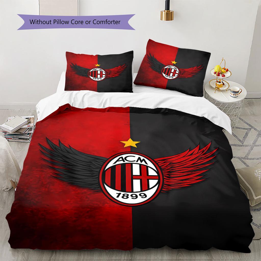 AC Milan Pattern Bedding,Quilt Set Quilt Cover Pillowcase Home Birthday Gift(1 * duvet cover + 2 * pillowcase, without core)