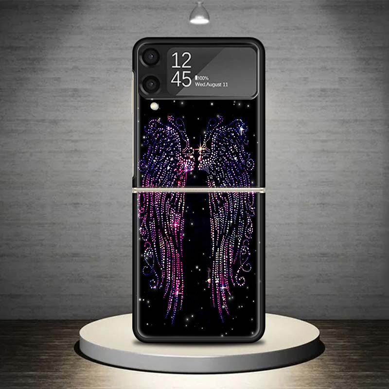 Чехол для телефона 'Ангельские Крылья Перо' для Samsung Galaxy Z Flip 7 6 5 4 3 5G Ударопрочный Чехол Z Flip7 Flip6 ZFlip5 Flip3 Flip4 Роскошный S