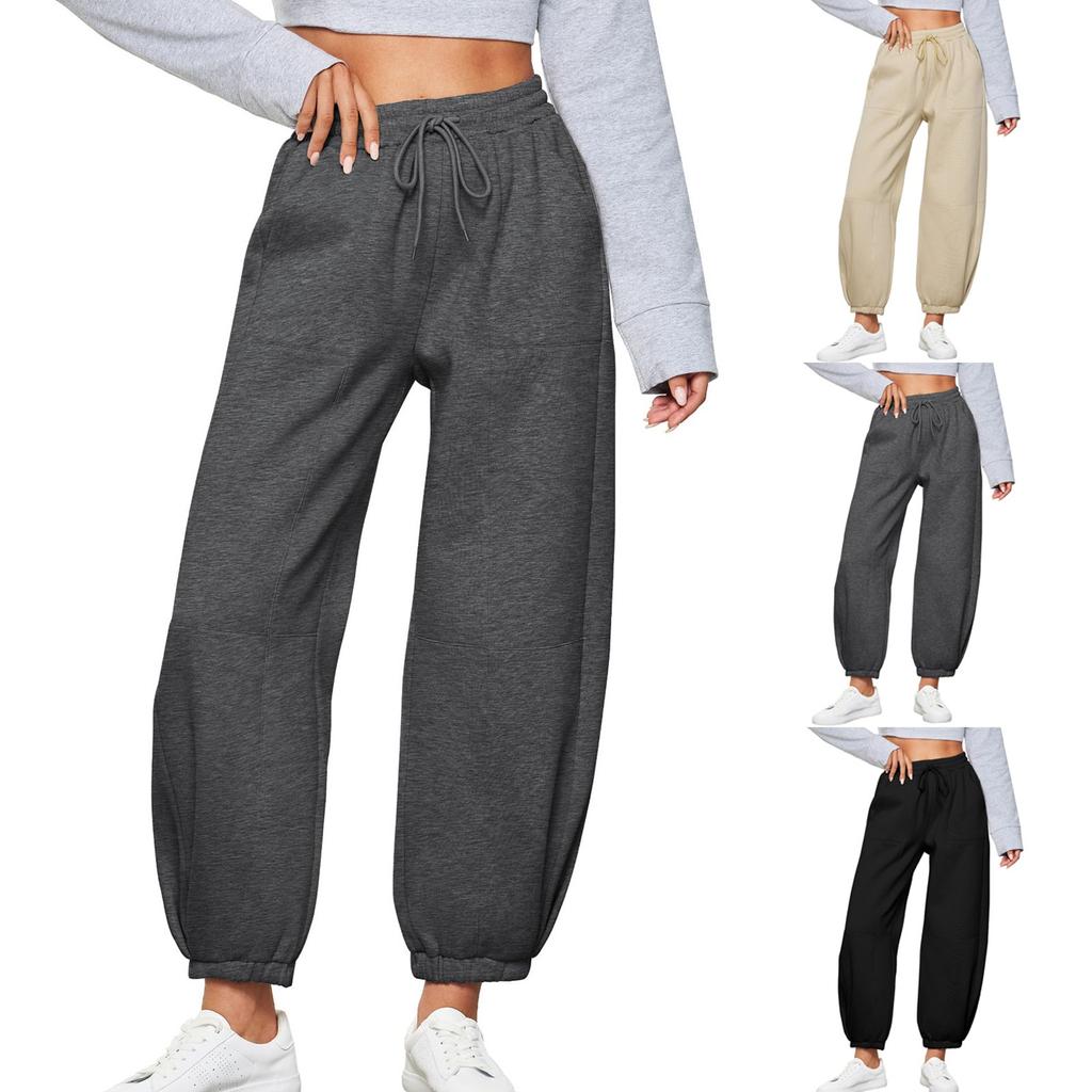 Women's High Waisted With Pocket Jogging Pants Sweatpants Trousers Solid Color Casual Pants
