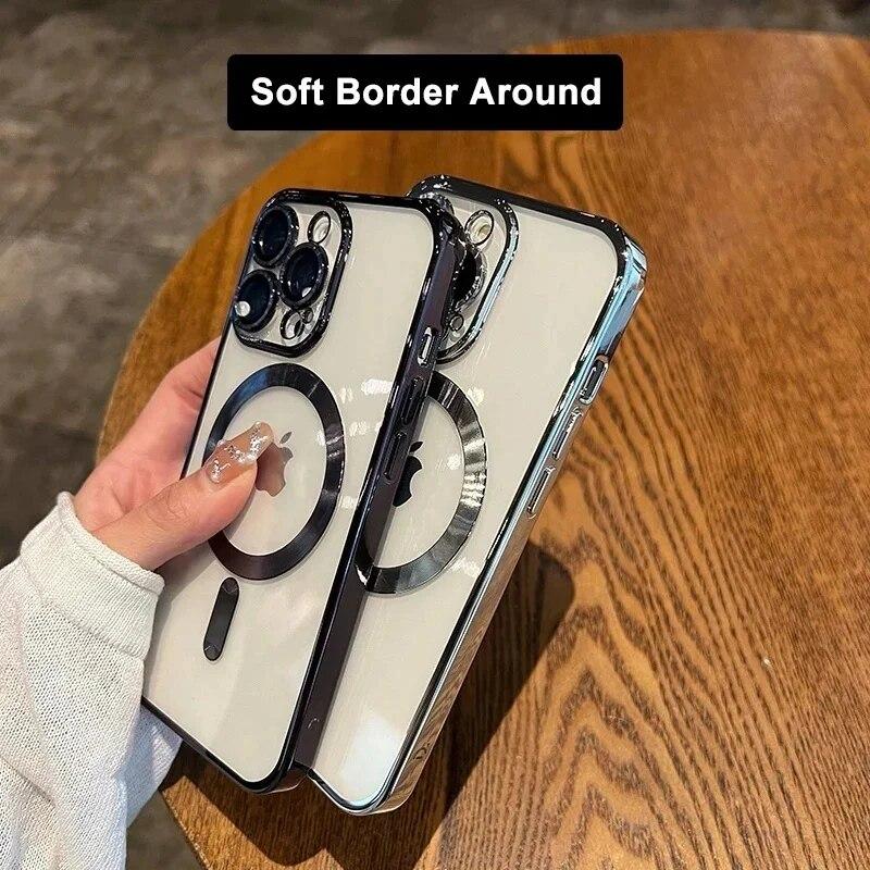 Мужской роскошный магнитный чехол с покрытием Magsafe для iPhone 15 14 13 12 11 Pro Max Plus, противоударный чехол с магнитным беспроводным зарядом