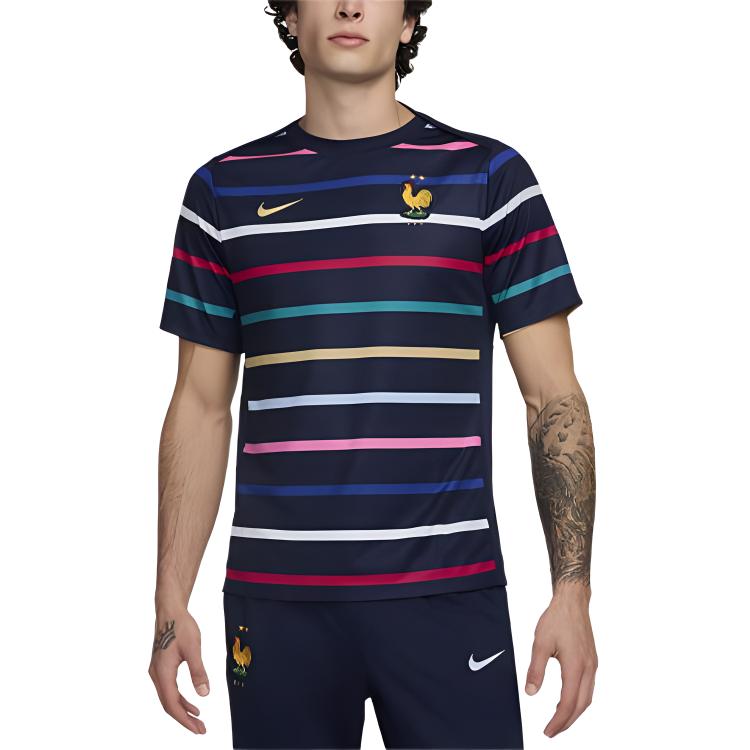 Nike Мужская домашняя футболка для футбола FFF Academy Pro Черно-синяя FJ2727-499
