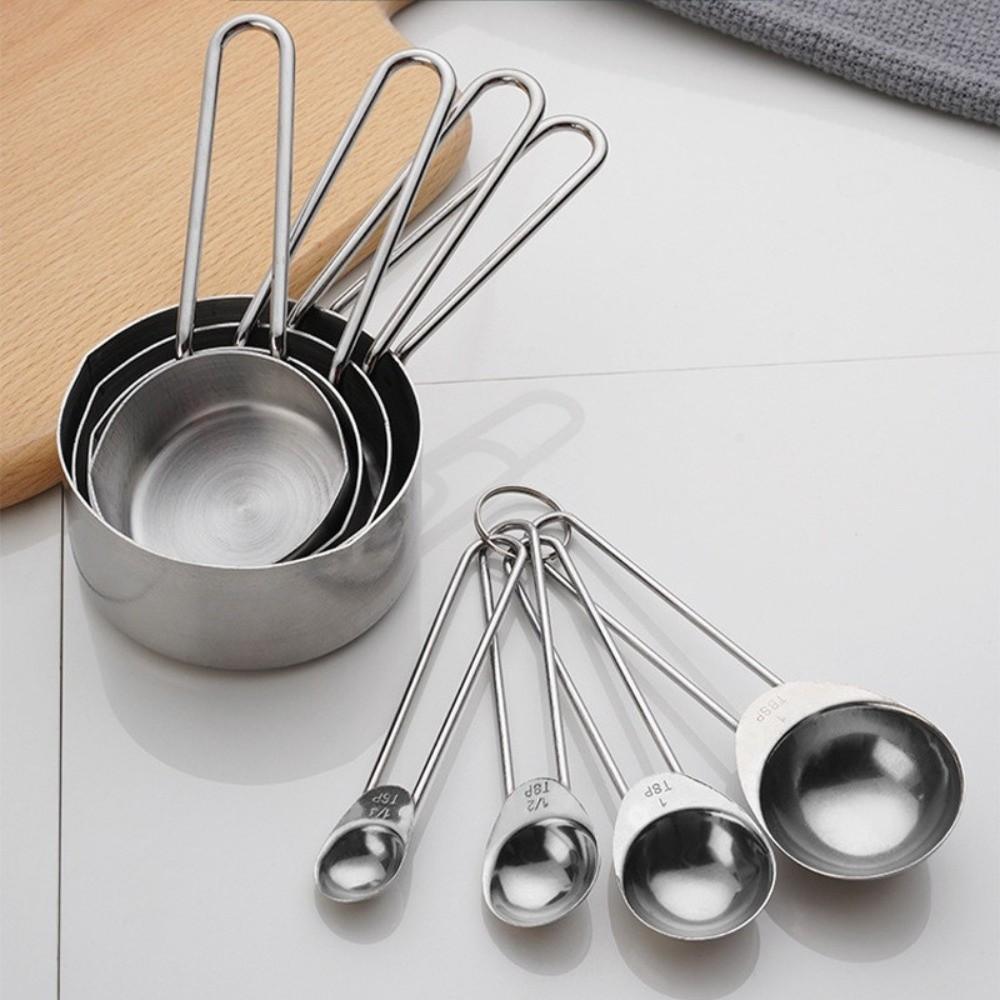 Engraved Mark Measuring Spoons Stainless Steel Baking Measure Scoop Measuring Cups Kitchen Prep