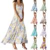Женские летние повседневные модные платья с принтом, платья без рукавов с V-образным вырезом