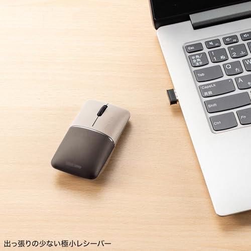 SANWA SUPPLY Бесшумная беспроводная мышь с синей светодиодной подсветкой, тонкая SLIMO/бежевая (перезаряжаемый) MA-WBBS310BG