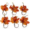 6Pcs Fall Themed Fall Napkin Ring Yellow Maple Pumpkin Napkin Ring Table Decoration