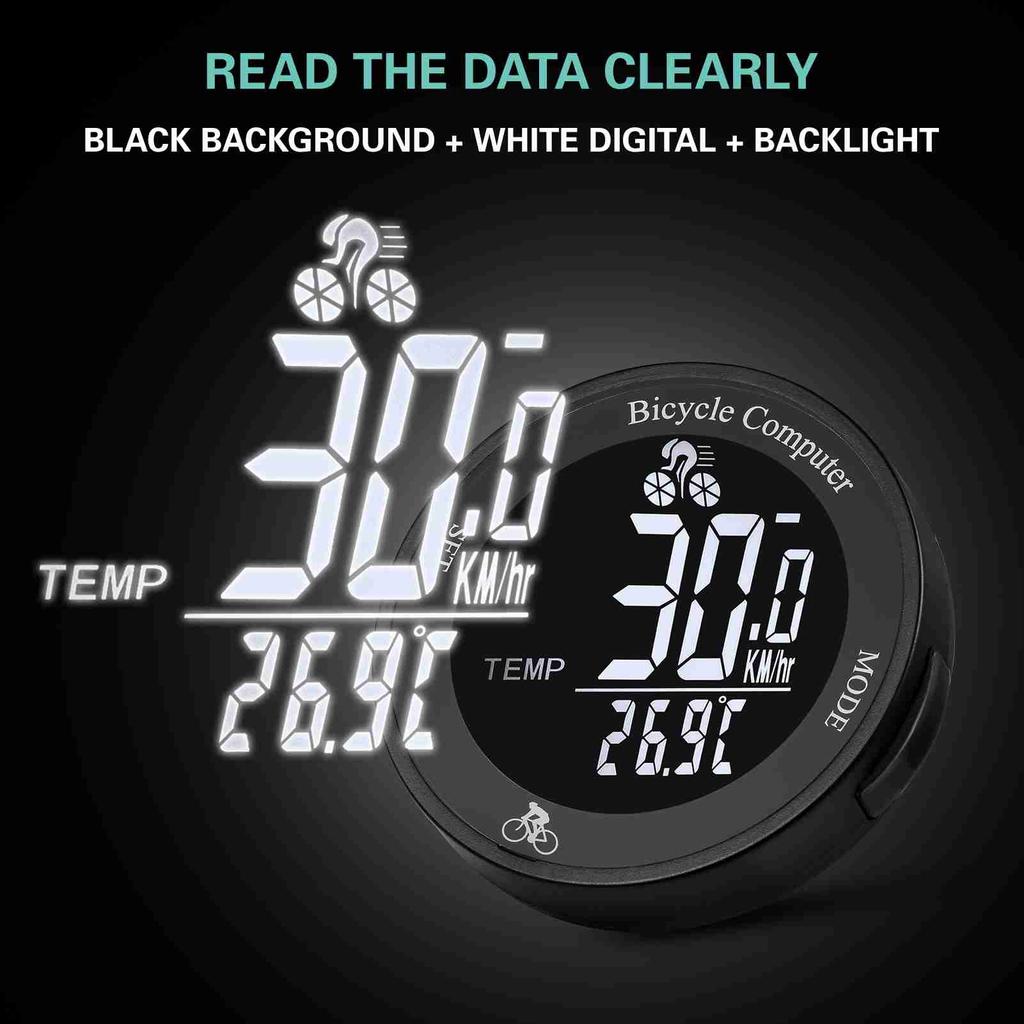 Велокомпьютер Светодиодная подсветка Многофункциональный Круглый Беспроводной Велокомпьютер Велосипедный Одометр