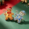Holiday Coats Pin Christmas Gingerbread Man Brooch Pin, Holding Candy Cane Jackets Decorative Badge with Rhinestone, Costume Accessories Scarves Pins