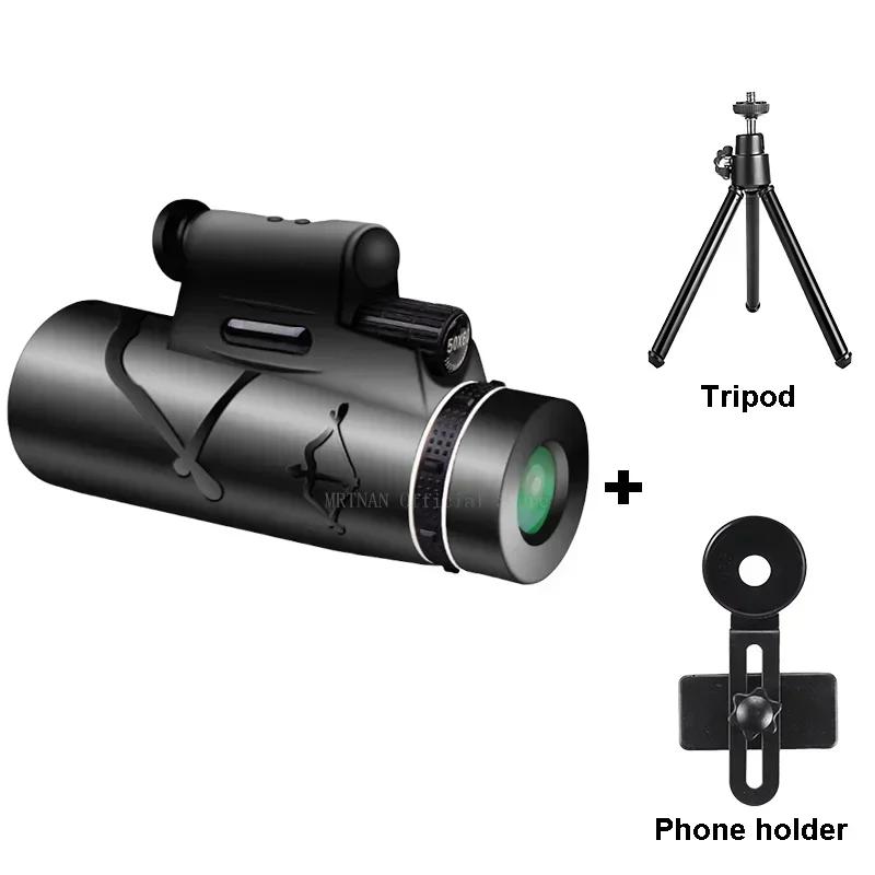 Powerful 50x60 Monocular Telescope Professional Long Range Prismatic Zoom HD BAK4 Portable Binoculars for Hunting