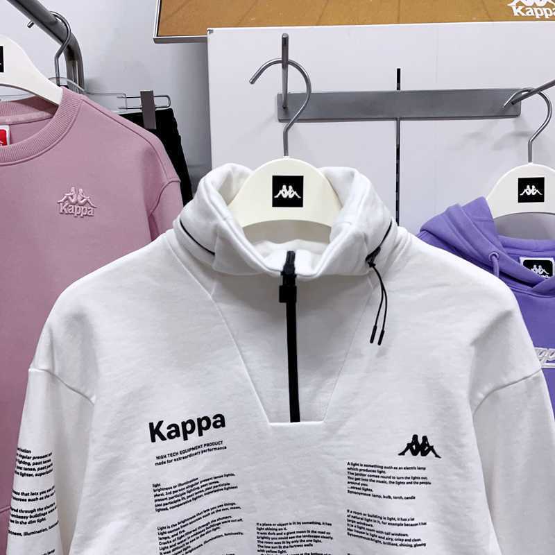 Kappa women's pullover, half zipper casual hoodie, new stand up collar top