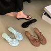 Fashion SUOJIALUN 2025 Summer New Brand Women Slipper Fashion Narrow Band Slip On Ladies Elegant Slides Med Thin Heel Dress Sandal