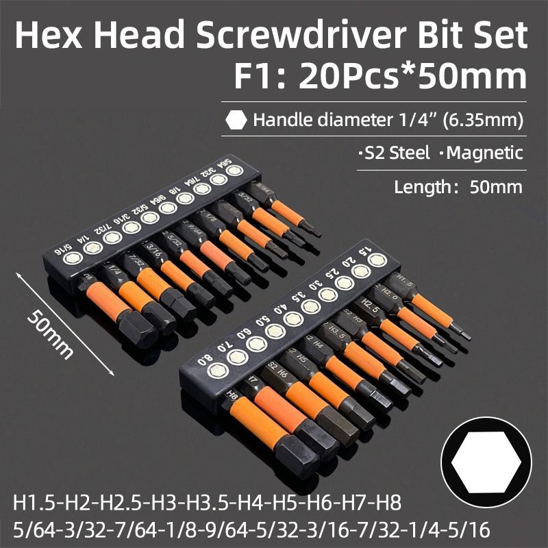 Набор шестигранных бит, торцевой шестигранный ключ, набор отверток, метрический шестигранный хвостовик SAE, магнитная отвертка, электрическая дрель из стали S2, ручные инструменты