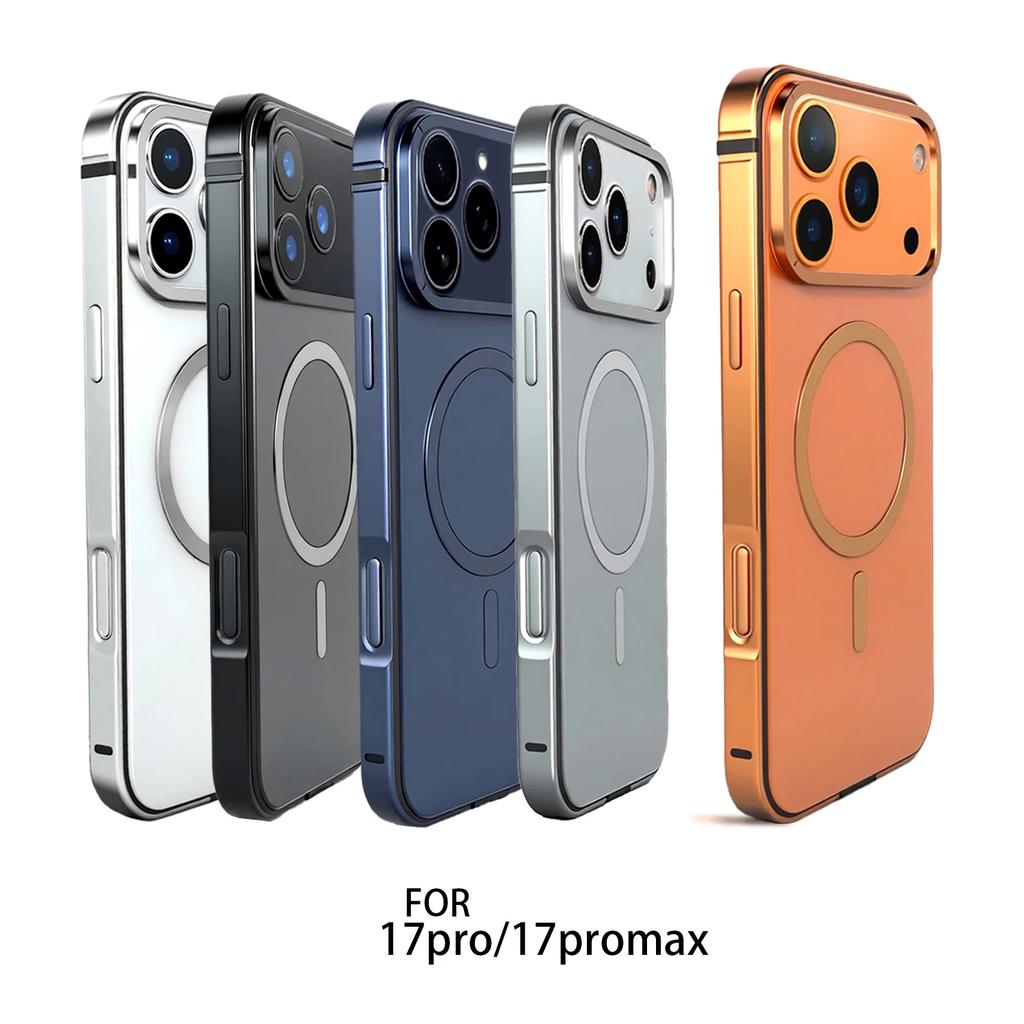 Магнитный оригинальный чехол для телефона для iPhone 17 Pro Max 17Pro 16 15 Pro Max Высококачественная металлическая рамка Защитный чехол от падения