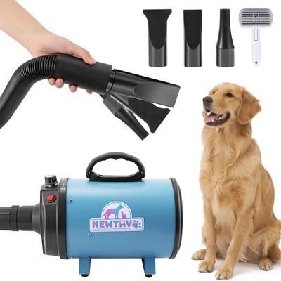 NEWTRY Pet Dryer для собак Pet Dryer Blower Плавная регулировка скорости с 3 насадками Поставляется с щеткой Скорость и температура воздуха Регулируемый большой воздушный поток