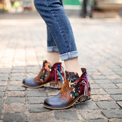 Женская обувь из натуральной кожи с росписью вручную