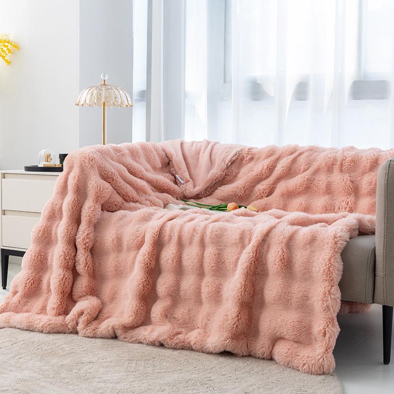 70x100cm Imitation Rabbit Plush Blanket Winter Warm Soft Throw Fur Blankets Comfortable Bed Sheet Sofa Nap Blanket High Quality