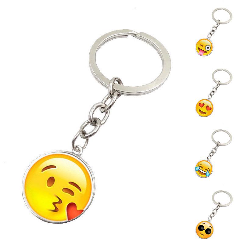Smiley Face Metal Keychain Pendant - Cute Car Bag Ornament Gift