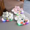 Летние детские светодиодные модные светящиеся сандалии с мультяшными медведями, легкая пляжная обувь