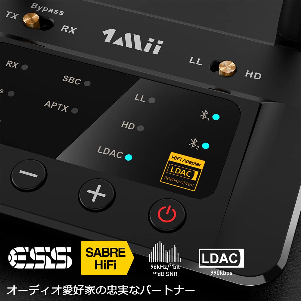 1Mii LDAC Bluetooth-передатчик, Bluetooth-аудиоприемник 5.0, Одновременная передача на два ЦАП-устройства, LDACaptX LL с низкой задержкой, aptX HD