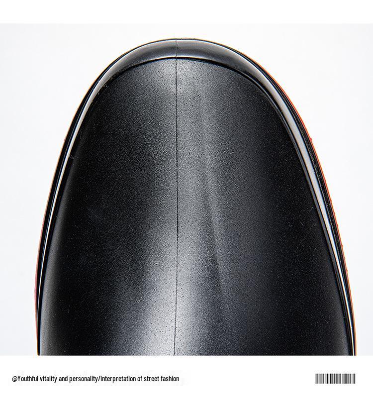 Мужские короткие модные резиновые сапоги - Черные/Красные, средней высоты голенище, со шнурком, светоотражающие резиновые сапоги для ходьбы по воде и рыбалки.