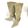 BLUE LABEL CRESTBRIDGE Nubuck Leather Handmade Long Boots Beige 23.5