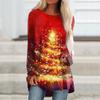 Женская повседневная футболка больших размеров с длинными рукавами и круглым вырезом с рождественским принтом, топ, пуловер