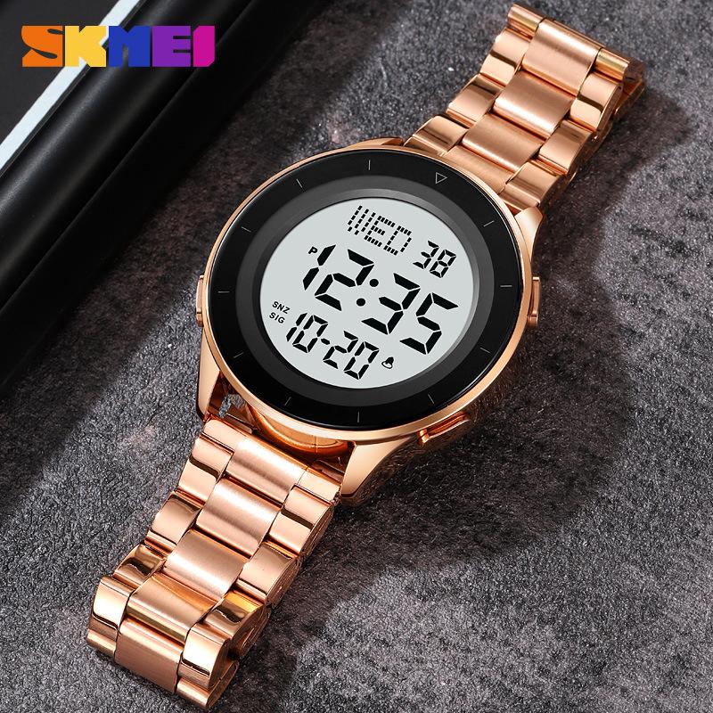 Взрывной момент американские стальные поясные электронные часы круглые модные многофункциональные спортивные водонепроницаемые электронные часы