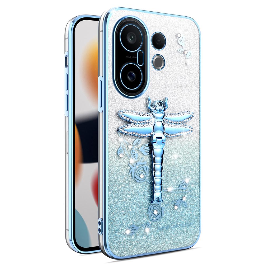KADEM For vivo S30 Pro mini 5G Case Dragonfly Kickstand TPU Flowers Glitter Phone Cover