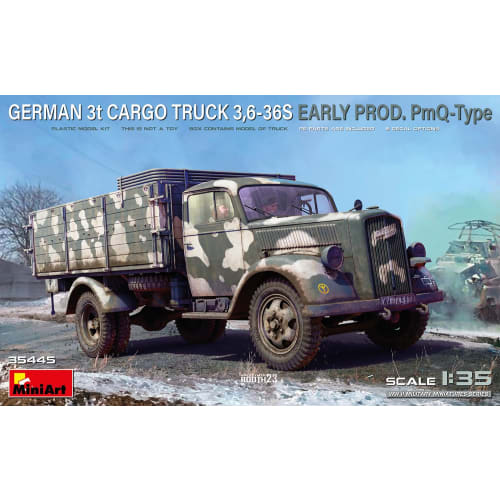 Miniart 1/35 Scale German 3-Ton Cargo Truck 3,6-36S Early Model PmQ Type Plastic Model MA35445