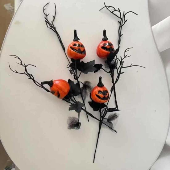 Хэллоуин Искусственные Тыквенные Ветки Искусственный Осенний Тыквенный Букет Поддельные Тыквенные Ветки с Листьями Клена для Осенней Цветочной Композиции Настольное Центральное Украшение