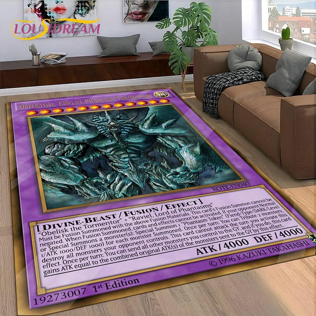 2025 New Yu-Gi-Oh Blue Eyes Dragon Monster Gold Card Cartoon Game Carpet Rug for Bedroom Living Room Home Sofa,Decor Floor Mat